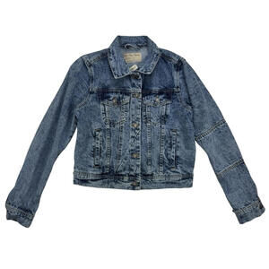 Free People We The Free Rumors Denim Jacket Indigo Blue Size S